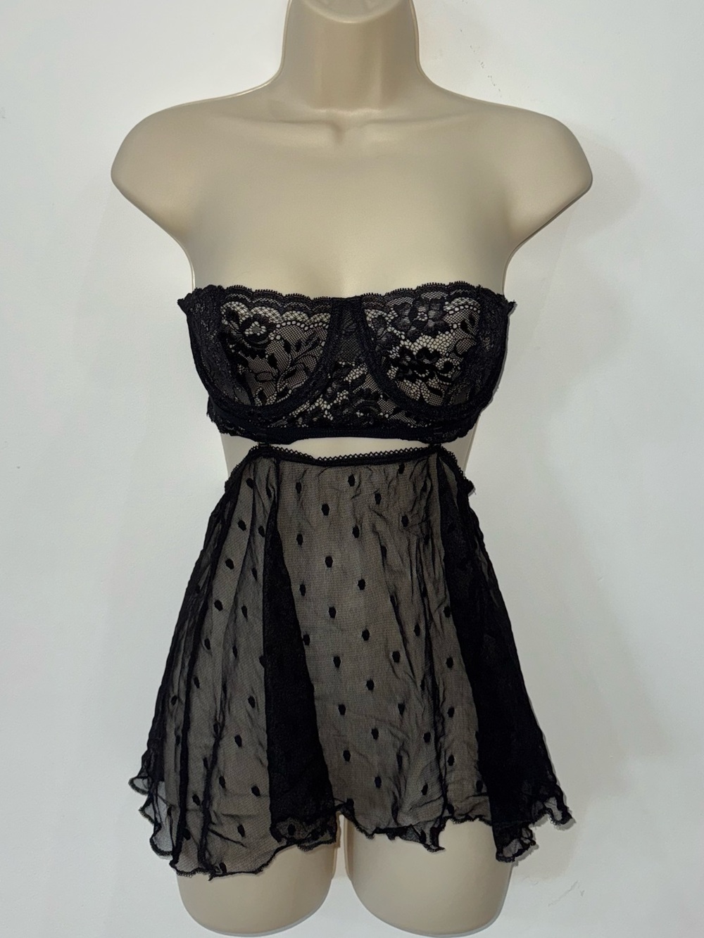 Black Lace Bandeau Babydoll Lingerie